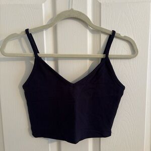 Express Dark Blue V-Neck Crop Tank Top
